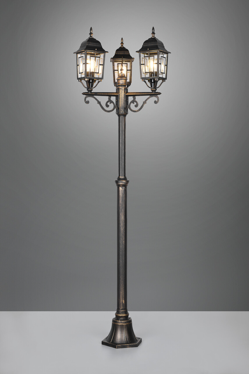 Lampadar de exterior Volturno, TRIO, 59x200 cm, 60W, 3x E27, aluminiu, ruginiu antic - imagine 6